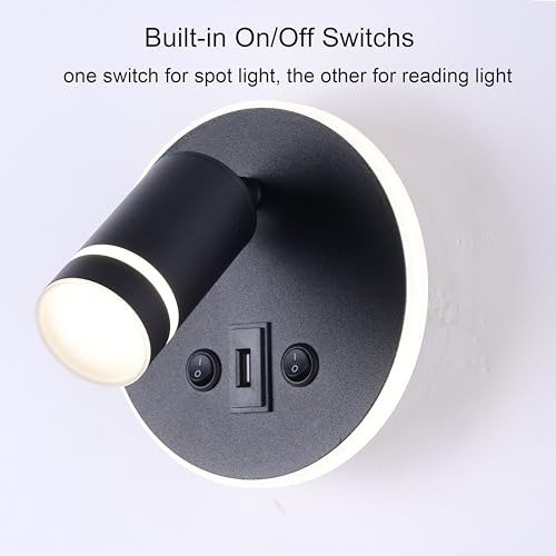 Image of 12V LED RV Wall Sconce Light Fixture with ON /Off Switch and USB Charging Port, RV LED Bedside Reading Lamp, 4000K Nature White Interior Light for RV, Marine, Motorhome