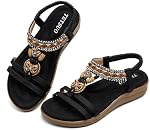 Femmes Plat Sandales Dressy Bohemian Appartements Été Confortable Bracelet de cheville Chaussures de marche en plein air