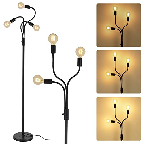 Stepeak Dimmable Industrial Floor Lamp, Farmhouse Standing Tall Lamps With 3 Adjustable Gooseneck Arms，Tree Floor Lamp For Living Room Bedroom Office Home(67'') #TOP6