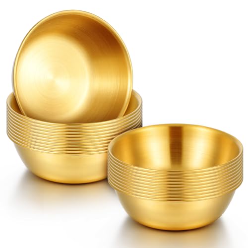 Kifmurase 20Pcs Stainless Steel Sauce Dishes, 3.2inch Mini Individual Saucers Bowls, Round Seasoning Dishes, Sushi Dipping Bowl, Appetizer Plates for Sushi, Dessert, Tomato Sauce, Soy