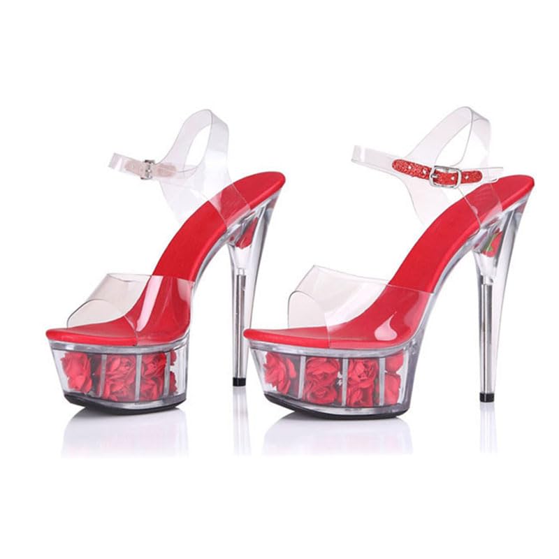 denova's Women's Patent 6in Very High Heel Platform Pole Dance Stiletto Sandal