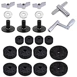 23PCS EVA Cymbal Stand Tubes Replacement Accessories, Drum Cymbal EVA Pads with Wing Nuts, Washers, Cymbal Sleeves & Drum Key (Black)