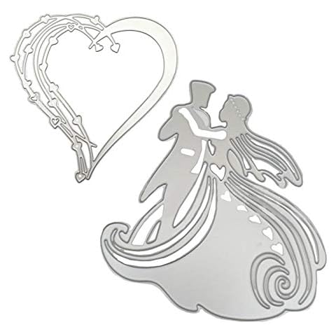 2 Pcs Die Cutting Machines Metal Card,Metal Cutting Dies Template Love Heart Bride Groom Metal Cutting Dies Template Embossing Steel Dies for Embossing Machine,Card Making Cover