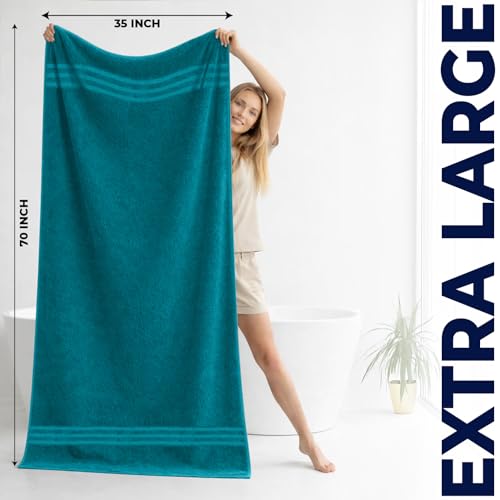 Image of DAN River 2 Pack Bath Sheets Extra Large 35x70, Large Bath Towels for Adults, XL Oversized Heavy Duty Towel Set, 600 GSM 100% Ring Spun Cotton, Soft Quick Dry, Teal