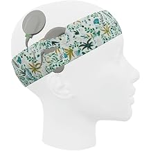 SmartEAR Universal Headband for Audio Processors/Cochlear Implants   Full Comfort and Reliable Protection Against Sweat and Dirt - Green in Palm Trees, Size S