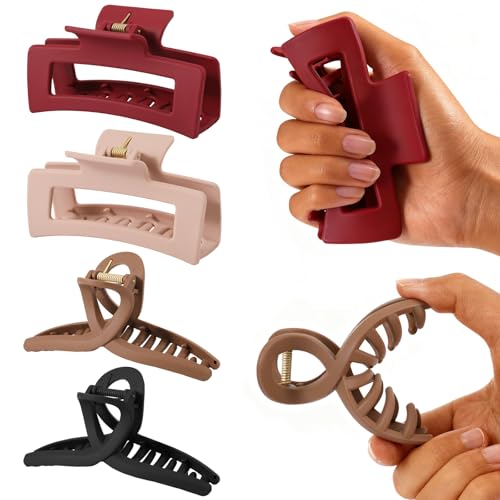4 PCS Cloud Claw Clips for Women, Unsnappable Flexible Soft Clips, Strong Hold Hair Claws - Non-slip & Durable Rectangle, Cozy Hair Clip for Thick Curly Hair, All-Day Comfort, Valentine's Day Gift