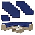 Comcaver 14 Pack Patio Cushion Covers Set Outdoor Cushion and Pillow Replacement for 7 Pieces 6 Seater Outdoor Furniture Sofa Waterproof Cushion Slipcovers Set for Wicker Rattan Sofa Navy COVERS ONLY