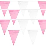 100 Foot Pennant Flag Banner | 48 Weatherproof Flags | Party Supplies for Decoration | Pink and...
