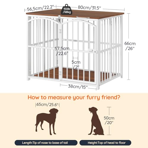 HOOBRO Foldable Dog Crate Furniture, 31.5" Indoor Dog Kennel No Assembly, Wooden Dog Cage Decorative Side End Table, for Medium Small Dogs, White and Walnut WH86GW03 - Image 4