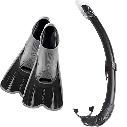 Aletas de snorkeling Cressi Agua Short para explorar calas en vacaciones con tubo de snorkel
