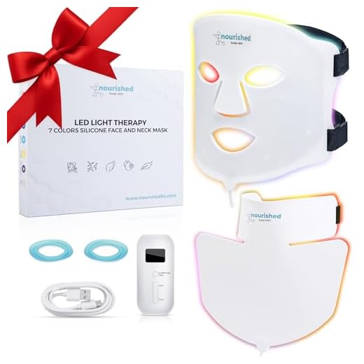 Nourished Maschera LED per il Viso, Collo, Décolleté, 7 Colori