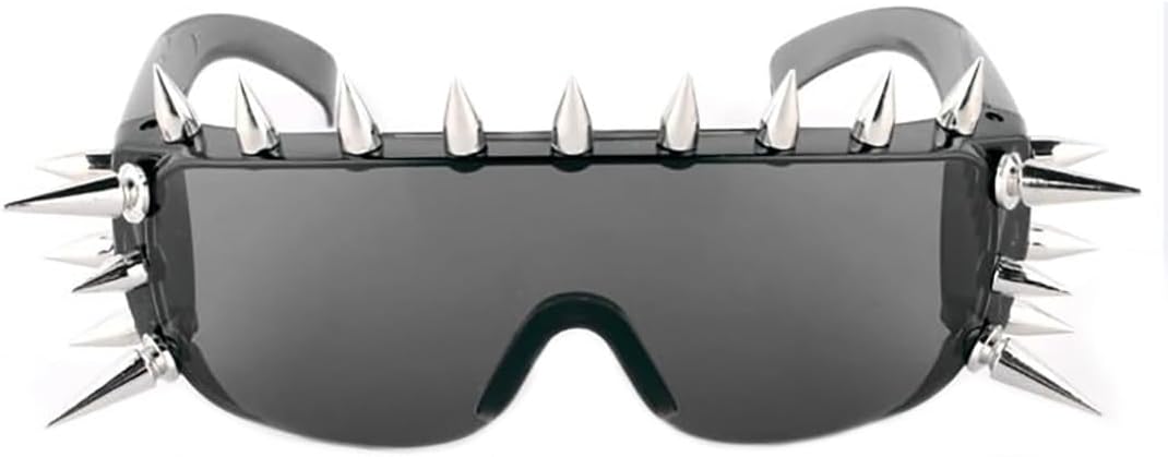 Punk Rivet Sunglasses,Colorful One-Piece Lens Glasses Spike Party Glasses for Cosplay Club Nightclub Eyewear