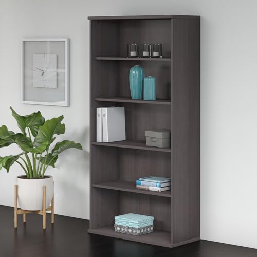 Bush Business Furniture Studio C Tall 5 Shelf Bookcase in Storm Gray, Large Bookshelf for Home or Professional Office by Bush Furniture - Image 2