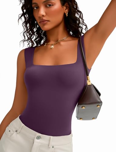 Image of Avidlove Bodysuits for Women Square Neck Body Suit Double Lined Tank Top Bodysuit Soft