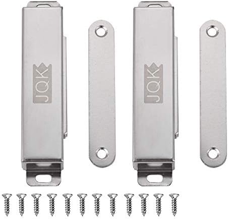 JQK Magnetic Door Catch, Heavy Duty Magnet Latch Cabinet Catches for Cabinets Shutter Closet Furniture Door, Stainless Steel 90 lbs Silver (2 Pack), CC120-P2