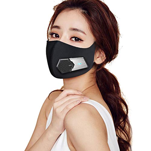 Fgertt Sport Face Cover Facemask, Rechargeable Electric Purifier Face Mask, Face Mouth Mask Cover Smart Electric Air Respirator, Face Scarf Tube Face Covering Dust Cover Face guard (Black)