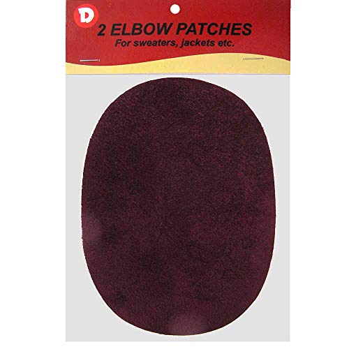 -2 Iron-on Faux Microfiber Suede - Elbow Patches Size 4 1/2 in x 5 3/4 in (Burgundy)