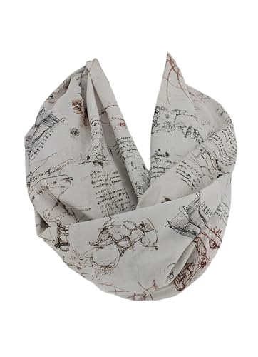 Etwoa Leonardo Da Vinci Sketches Design Infinity scarf Circle scarf Loop Scarf3