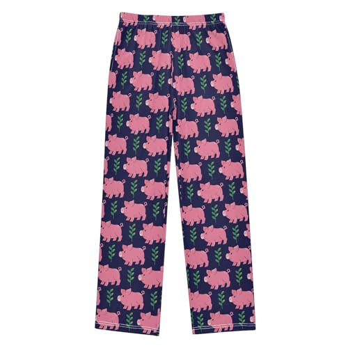 Pig and Grass Boys Long Pants Soft Trousers Elastic Waist Kids Lounge Bottoms with Pockets S-XL