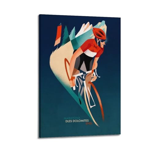 Poster de sport vintage Maratona Dles Dolomites en toile 40x60 cm pour déco murale de salon