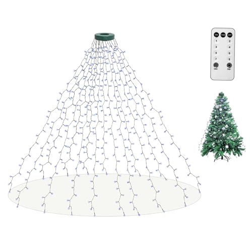 aneeway 400 LED Christmas Tree Lights, 6.6FT Christmas Lights with Remote Control & 8 Modes, 16 String Lights with Memory Function, Timer for Xmas Tree Decorations - White