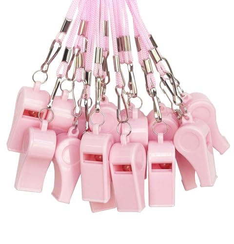 DYBADYSA 20 Pcs Light Pink Plastic Loud Whistles with Lanyard for Referee Coaches Basketball Football Sports Training Game Event Lifeguard Survival Emergency Fun School Kids Tool Set Suppliers