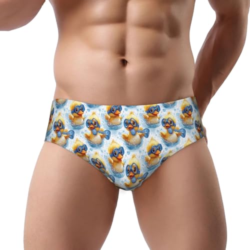 Cute Swimming Duck Print Mens Underwear Briefs - Breathable Comfort Classic Fit Mens Bikini Underwear