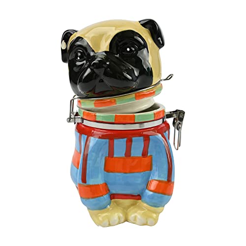 Boston Warehouse Hinged Jar, Pugly Sweater Collection, Hand-painted Earthenware Storage Container
