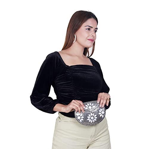 Image of Shakuntala Vintage Clutch - Metal Mosaic Stone & Shell Design Purse - Handmade Women's Handbag