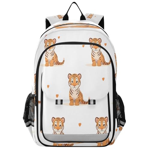 Sac à dos tendance motif tigre blanc pour école et voyage de taille unique