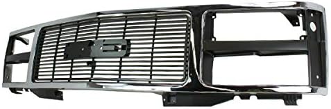 Compatible with 88-93 C/K Fullsize Pickup Truck (w/Dual Headlights) Grill Grille Assembly Chrome