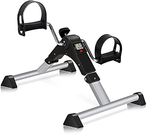 TABEKE Pedal Exerciser, Under Desk Bike Stationary Pedal Exerciser for Arm and Leg Workout, Portable Folding Sitting Desk Cycle