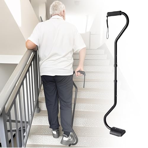 Forzaddik Treppen Gehstock für Ältere und Behinderte, Gehstock für Treppen mit Beinheber, Verstellbarer Treppensteigstock für Senioren und Erwachsene