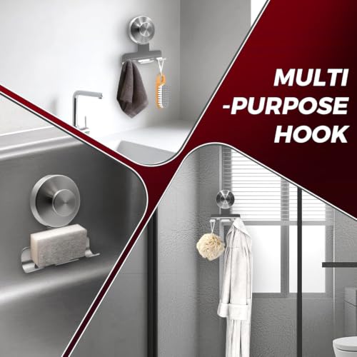 Image of 2026 New Drill-Free Stainless Steel Suction Cup Razor Holder for Shower | Multi-Use | Suction Cup Hooks Razor Holder for Shower, Mirror, Wall, Bathroom, Glass, Hanging Towels - 4 Pack