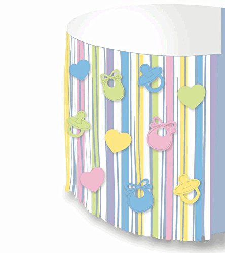 Jupe de table pastel pour cacher les pieds de table laids lors d'une fête prénatale