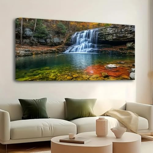 Peinture murale de forêt et cascade naturelle toile 40x80 cm - 3