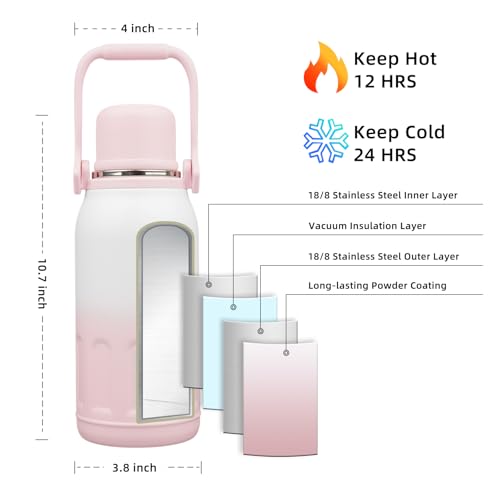 Image of BJPKPK Stainless Steel Insulated Bottle with Handle & Strap, 40oz