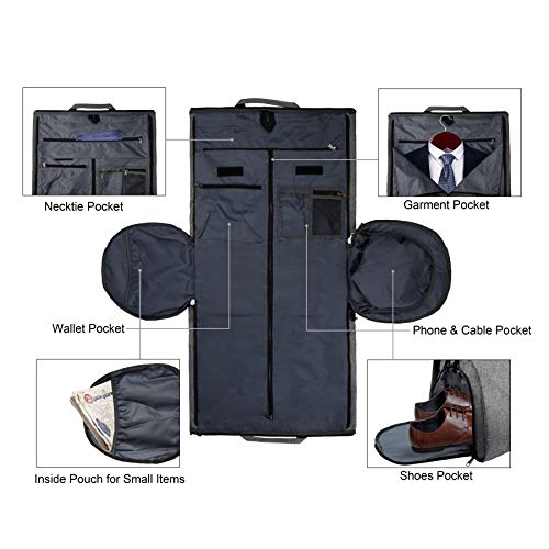 BUG Garment Bags, Convertible Garment Bag with Shoulder Strap, Shoes Compartment, Carry on Travel Suit Bags, 2 in 1 Garment Duffle Bag for Men Women Weekender Bag