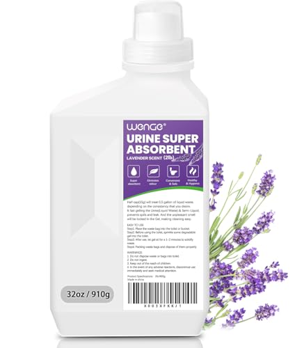 Wenge Urine Super Absorbent, Solidifier - 180 Use Pre Pee Powder for Toilet, Porta Potty Chemicals, Eco Absorbent Liquid Waste Gelling and Deodorizing Powder (Purple Lavender Scent)