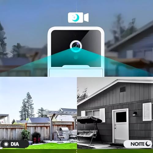 Campainha Sem Fio com Câmera e Áudio Wi-Fi Visão Noturna Interfone e App para Monitoramento em Tempo