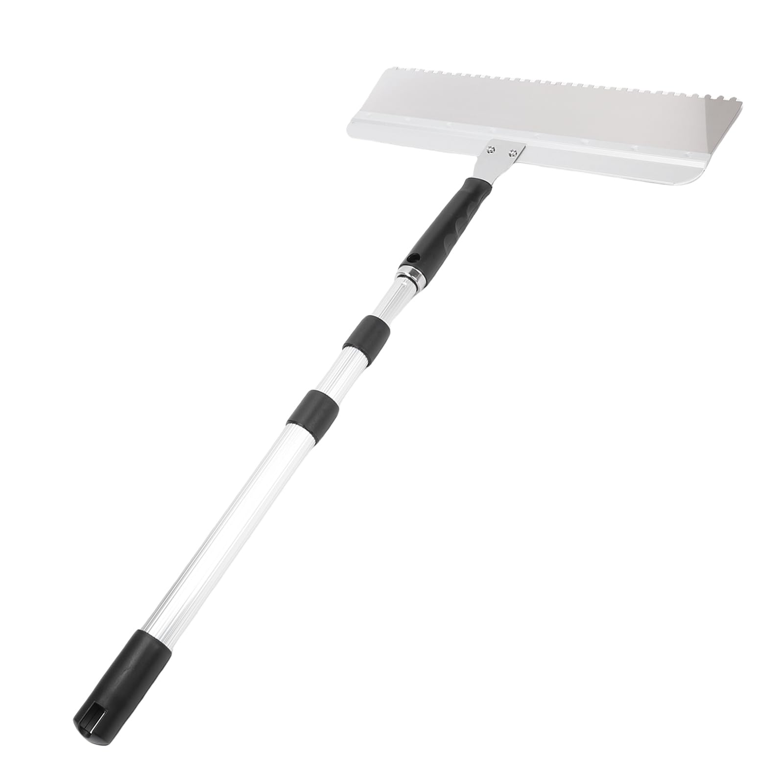 Juego de raspadores de suelo de 40,6 cm, hoja intercambiable con mango roscado, espátula de goma ajustable con muescas para autonivelación, ideal para limpieza de azulejos y concreto