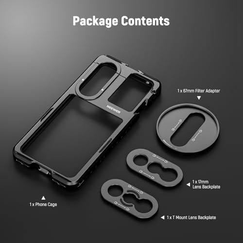 Image of NEEWER Xperia 1 V Cage, Quick Release Video Rig Case Phone Stabilizer Holder for Recording Filming, 67mm Filter Adapter, 17mm Lens Backplate, T Mount Lens Backplate Compatible with Moment Sony, PA087
