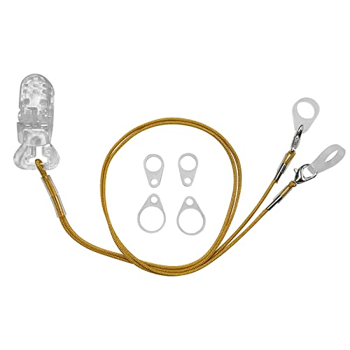 Hearing Aid Clip for Seniors Adults - Anti-Lost Lanyard Protector BTE Clip Holder Rope with Loops and Clip and Security Clip（Yellow）