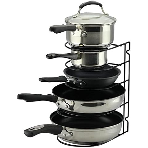 Pan Rack Organizer Holder for Kitchen, Countertop, Cabinet, and Pantry (Black) Cover