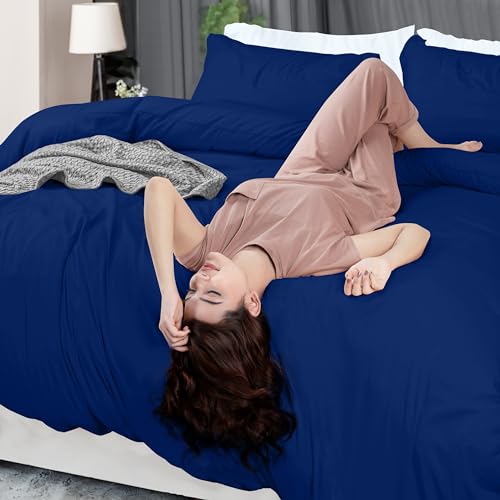 Utopia Bedding Duvet Cover King Size - 3 Piece with Zipper Closure - 1 Comforter Cover 104X90 Inches & 2 Pillow Shams 20X36 Inches (Royal Blue) Comforter Not Included