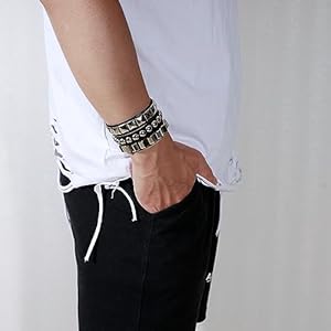 JAZTAKU Unisex Punk Leather Bracelet Spike Cuff Bracelet 80s