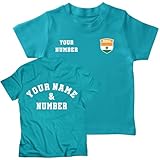 Personalisierbares Fußballtrikot für Kinder – Indien | Ihr Name und Ihre Nummer | Indische Flagge, Abzeichen | Individuelles T-Shirt | WM 2026 Meisterschaft (12-13 Jahre Blau Mehrfarben)