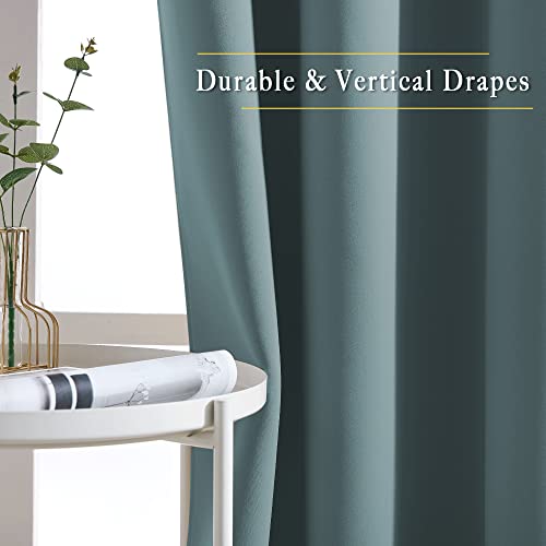 NICETOWN Blackout Curtains 63 Length for Nursery - Grommet Window Treatment Thermal Insulated Solid Room Darkening Drapes for Living Room, Greyish Blue, 1 Panel, W52 x L63
