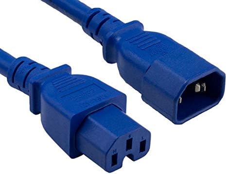 Cable Leader 3ft 14 AWG 15A 250V Power Cord (IEC320 C14 to IEC320 C15), Blue