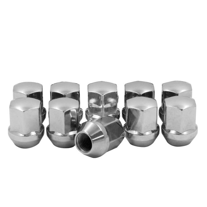Image of Wheel Accessories Parts 10 Pcs M14x1.5 14x1.5 OEM Style Lug Nuts 6509873AA | 611-331 | 6509-873AA 1.40 inch Long Chrome 7 /8 inch Hex Fits Chevy 2010+ Camaro | Dodge 2006+ Charger | 2008+ Challenger